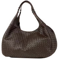 Bottega Veneta Intrecciato Campana Shoulder Bag Woven Mesh Nappa Leather Brown